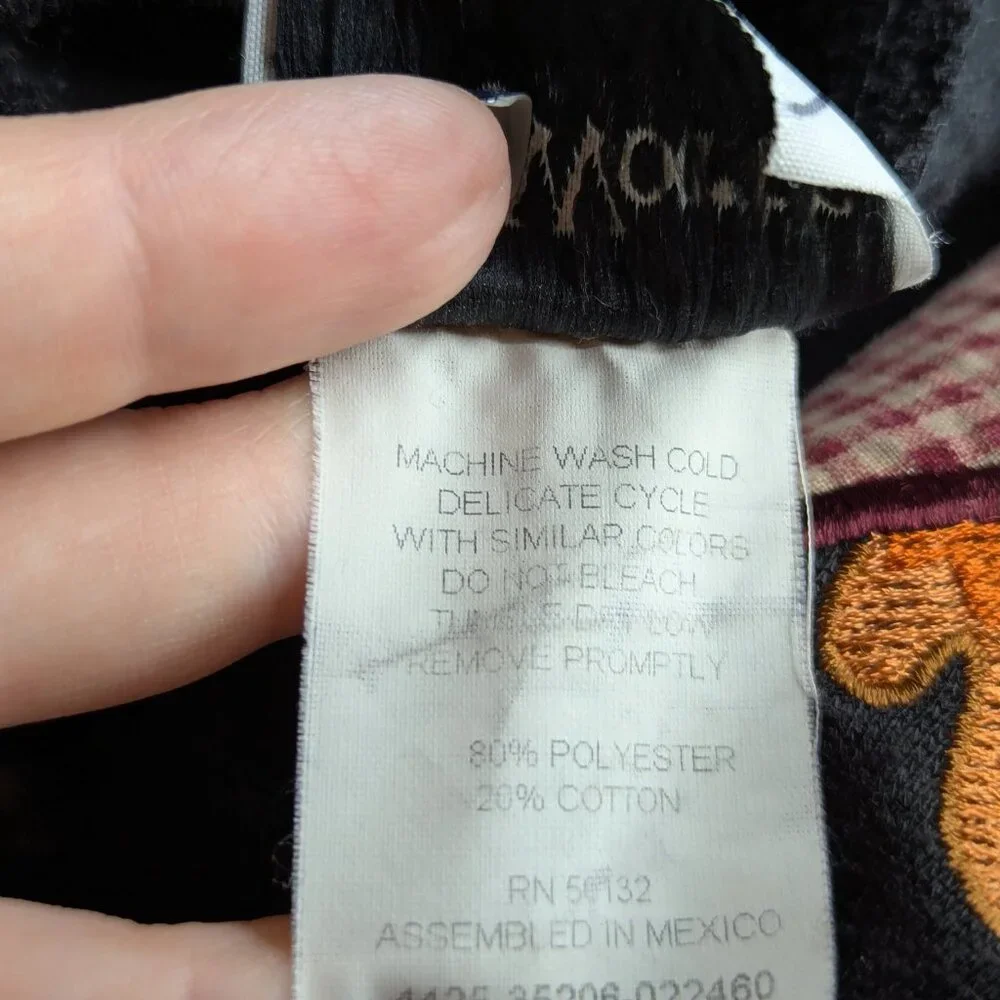 BonWorth Black Button Front Cardigan Leaf Squirrel & Fall Designs Size Large Pet